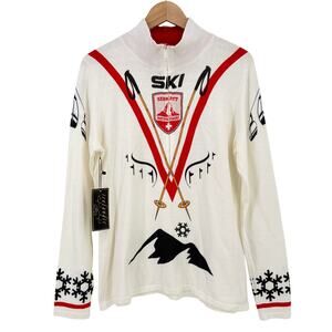 Icelandic Design Cleo Half Zip Ski Sweater Womens Sz Large Zermatt Switzerland